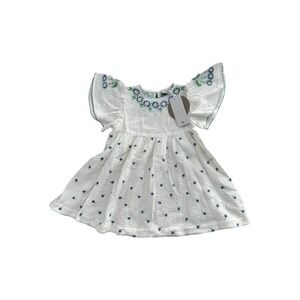 Stella McCartney Kids Tiny Flowers Embroidered Gauze Dress White Size 4‎ NEW NWT